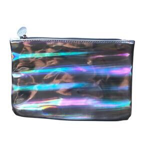 Ipsy August 2020 Silver Multi-Color Iridescent Zip Make-Up Cosmetic Travel Bag